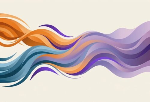 Dos siluetas de manos entrelazadas simbólicamente sobre un fondo de ondas de colores cálidos que se calman gradualmente