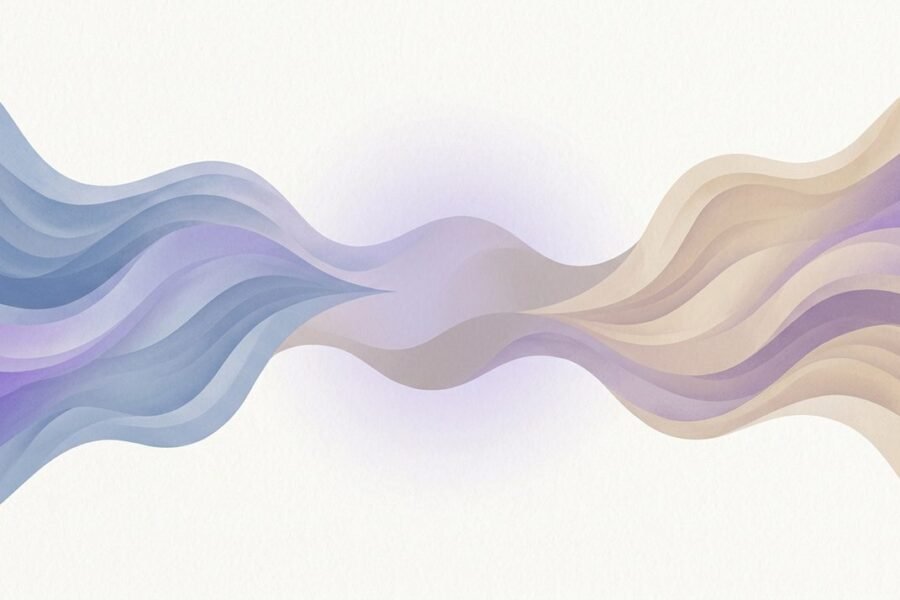 Representación abstracta de ondas simétricas en movimiento que sugieren procesamiento bilateral de información