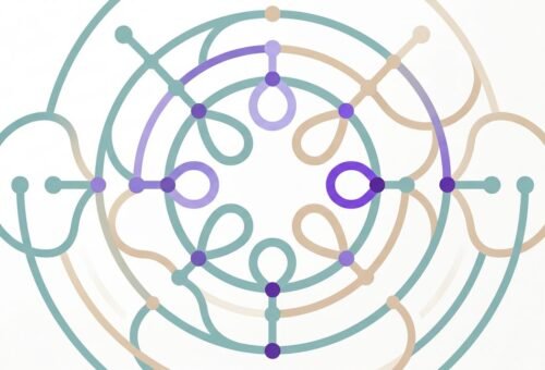 Red de líneas entrelazadas que convergen y se bifurcan, representando conexiones relacionales dentro de un sistema familiar