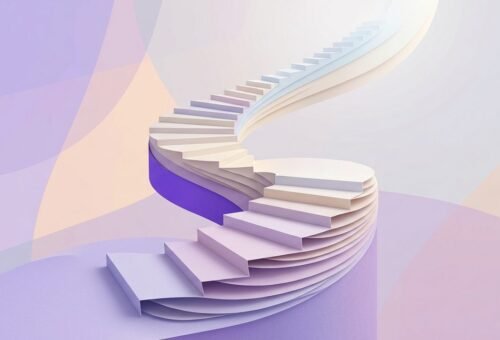 Camino en espiral ascendente formado por capas de papel que simboliza las etapas progresivas de un proceso terapéutico